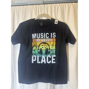 Music Is My Happy Place T-Shirt Unisex Adult‎ Medium W42